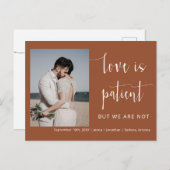 Carte Postale Terracotta Moderne Script Minimal Elopement Photo (Devant / Derrière)