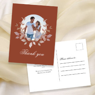 Carte Postale Terracotta Photo Mariage Remerciements Floral