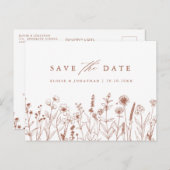 Carte Postale Terracotta Rustic Automne Fleur Sauvage Sauvegarde (Devant / Derrière)