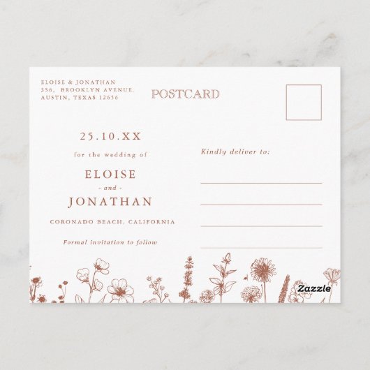 Carte Postale Terracotta Rustic Fall Fleur sauvage Enregistrer l (Dos)
