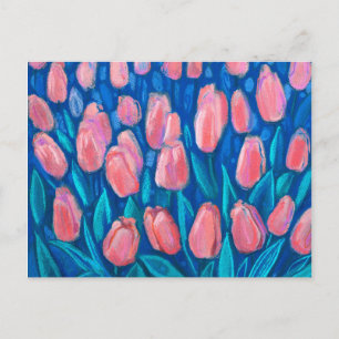 Carte Postale Terrain de tulipes, Fleurs de printemps Art Floral