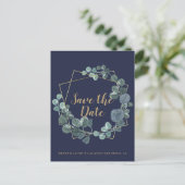Carte Postale Terrarium botanique Navy et Or, Save the Date (Debout devant)