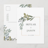 Carte Postale Terrarium géométrique minimal à feuilles et or (Devant / Derrière)