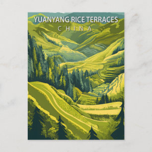 Carte Postale Terrasses de riz de Yuanyang Chine Voyage Vintage