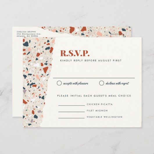 Carte Postale Terrazzo Slab Faire-part de mariage RSVP (Devant / Derrière)