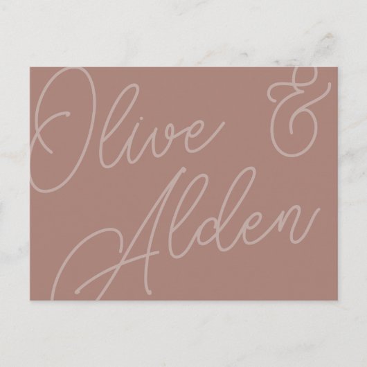 Carte Postale Terre cuite | Script Watermark RSVP (Devant)