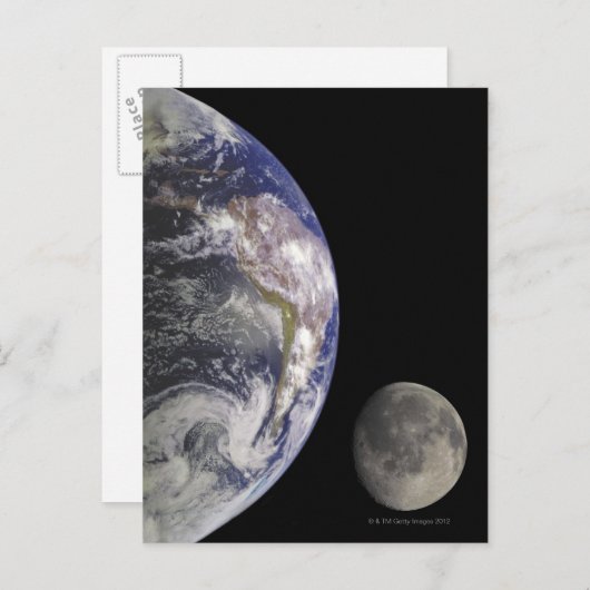 Carte Postale Terre et Lune (Devant / Derrière)