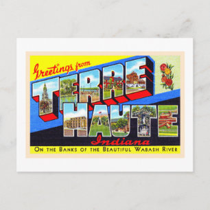 Carte Postale Terre Haute Indiana Vintage Large Letter Postcard