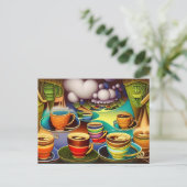 Carte Postale Terre lunaire des tasses de café (Debout devant)