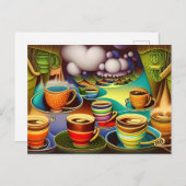 Carte Postale Terre lunaire des tasses de café (Devant / Derrière)
