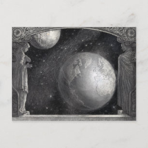 Carte postale "Terre, Lune et Voie Lactée"