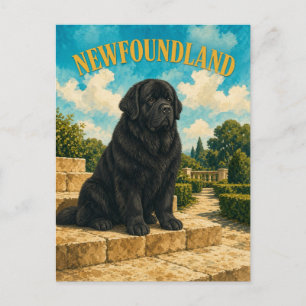 Carte Postale Terre-Neuve, Art de chien à l'aquarelle vintage