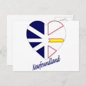 Carte Postale Terre-Neuve Coeur drapeau avec nom (Devant / Derrière)