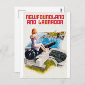 Carte Postale Terre-Neuve-et-Labrador, une fillette sur un gros (Devant / Derrière)