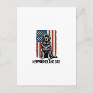 Carte Postale Terre-Neuve Papa Chien Patriotique Vintage