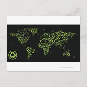 Carte Postale Terre planétaire composée de symboles de recyclage
