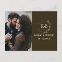 Terre ton marron Monogramme couronne mariage photo