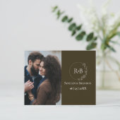 Carte Postale Terre ton marron Monogramme couronne mariage photo (Debout devant)