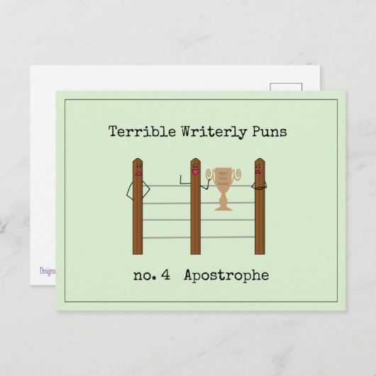 Carte Postale Terrible Puns Écrits (Devant / Derrière)