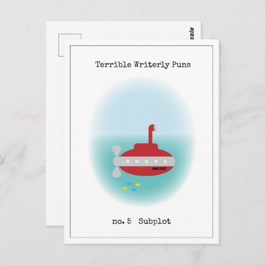 Carte Postale Terrible Puns Écrits (Devant / Derrière)