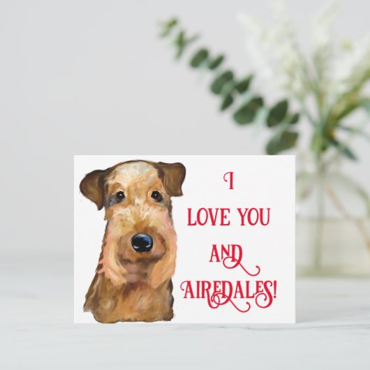CARTE POSTALE TERRIER AIREDALE    (Debout devant)