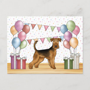 Carte Postale Terrier Airedale Pastel Coloré Joyeux Anniversaire