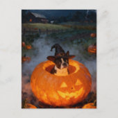 Carte Postale Terrier de Boston Halloween (Devant)