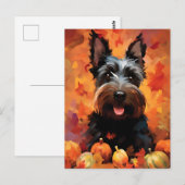 Carte Postale Terrier Écossais Action de grâce d'automne  (Devant / Derrière)