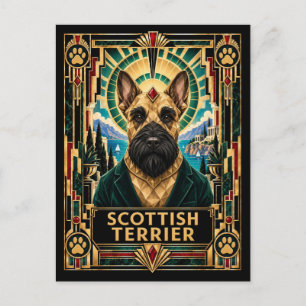 Carte Postale Térrier Écossais, Chien Art Déco