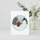 Carte Postale Térrier écossais et bonhomme de neige (Debout devant)