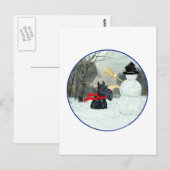 Carte Postale Térrier écossais et bonhomme de neige (Devant / Derrière)