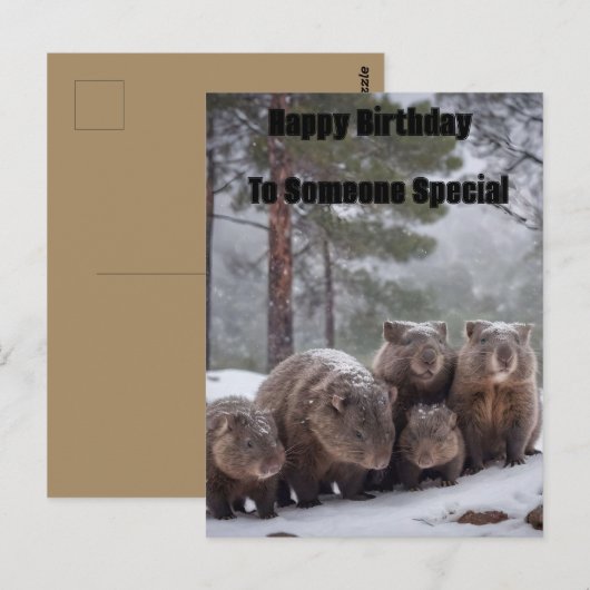Carte Postale Terrier gelé : famille de wombats australiens, ann (Devant / Derrière)