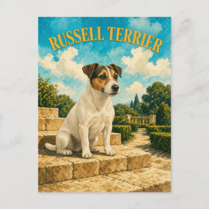 Carte Postale Terrier Russell, Art de chien à l'aquarelle vintag