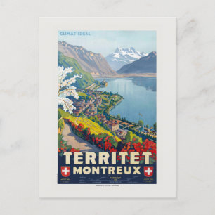 Carte Postale Territet Montreux Poster vintage 1924