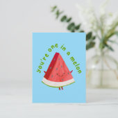 Carte Postale T'es Un sur un Melon Mignon Drôle de Pastèque Jeu (Debout devant)