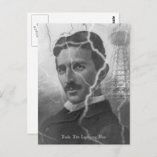 Carte Postale Tesla, L'Homme Éclair (Devant / Derrière)