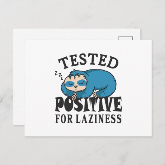 Carte Postale Testé positif pour la paresse Sloth (Devant / Derrière)