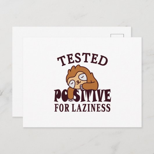 Carte Postale Testé positif pour la paresse Sloth Postcard (Devant / Derrière)