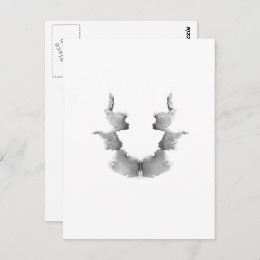 Carte Postale Tests Rorschach Encre Blots Plaque 7 Têtes Visages (Devant / Derrière)