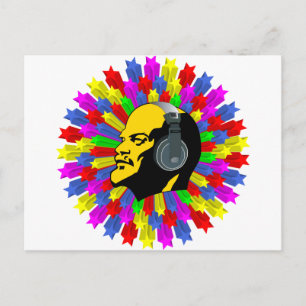 Carte Postale Tête abstraite de Lénine dans un cercle étoilé