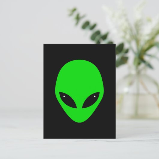 Carte Postale Tête Alien verte (Debout devant)