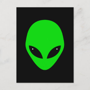 Carte Postale Tête Alien verte