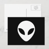 Carte Postale Tête d'Alien noir et blanc (Devant / Derrière)