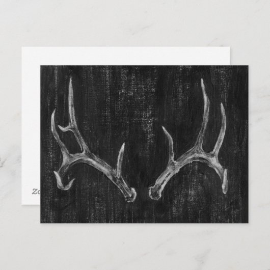 Carte Postale Tête d'animal de cerf rustique sur tableau de bord (Devant / Derrière)