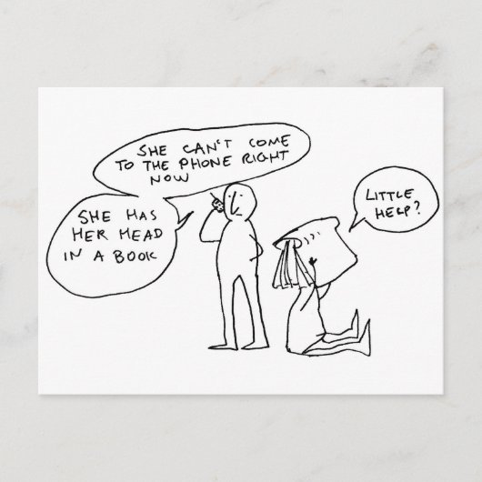 Carte Postale Tête dans un livre (Devant)