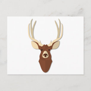 Carte Postale Tête de cerf caricaturé
