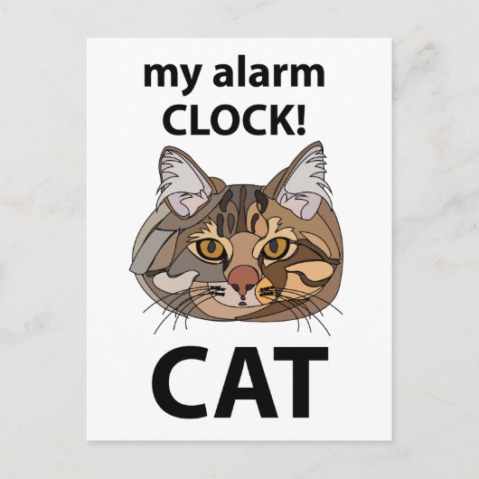 Carte Postale Tête de Chat Mon Réveil Chat Tigré (Devant)