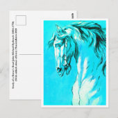 Carte Postale Tête de Cheval (Bleu) (Devant / Derrière)