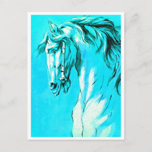Carte Postale Tête de Cheval (Bleu)