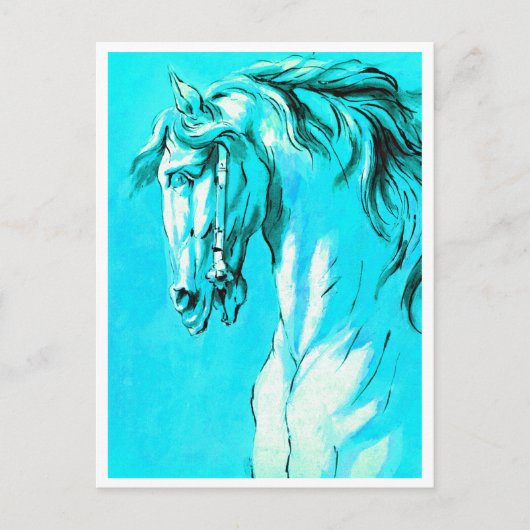 Carte Postale Tête de Cheval (Bleu) (Devant)